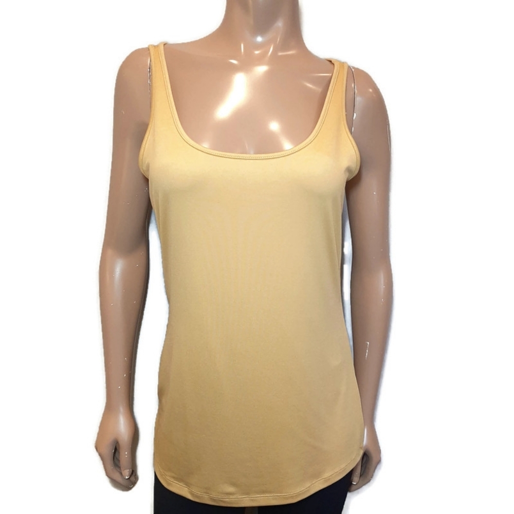 REITMANS Scoop Neck Tank Top Fitted Stretchy Mustard Yellow Womens Size Large